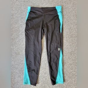 Teal blue and black workout leggings